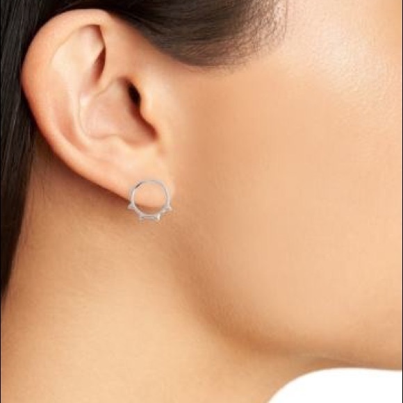 NWT Rebecca Minkoff Ellie Spike Silver Earrings - Picture 3 of 3